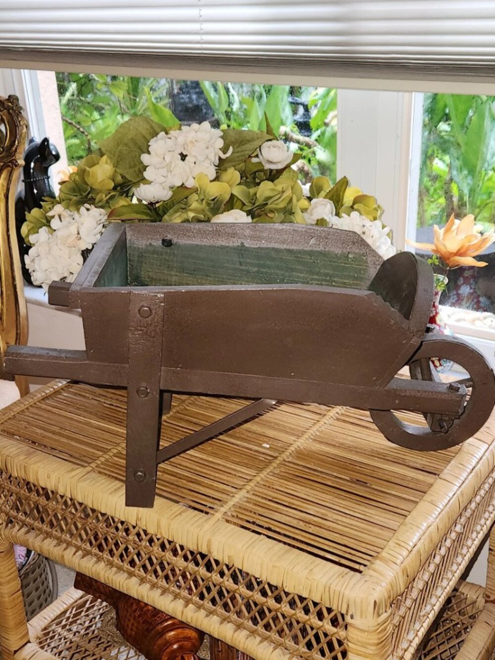 Vintage Mini Wheelbarrow Planter, Mini Planter, Garden Porch Decor